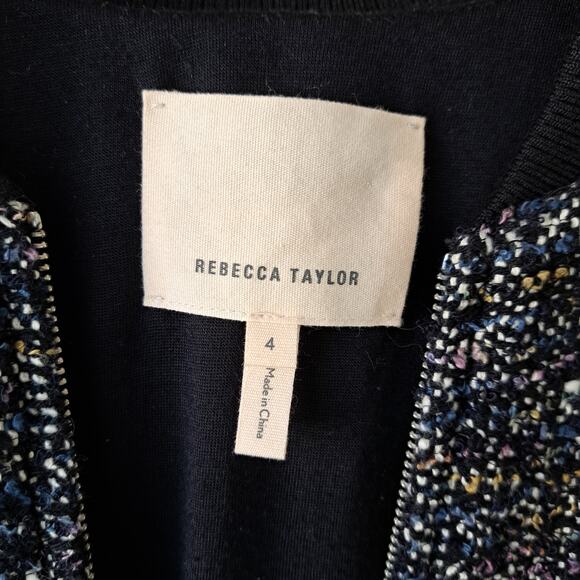 Rebecca Taylor Navy Multi Tweed Bomber Jacket Size 4 MSRP $630 - Picture 9 of 13
